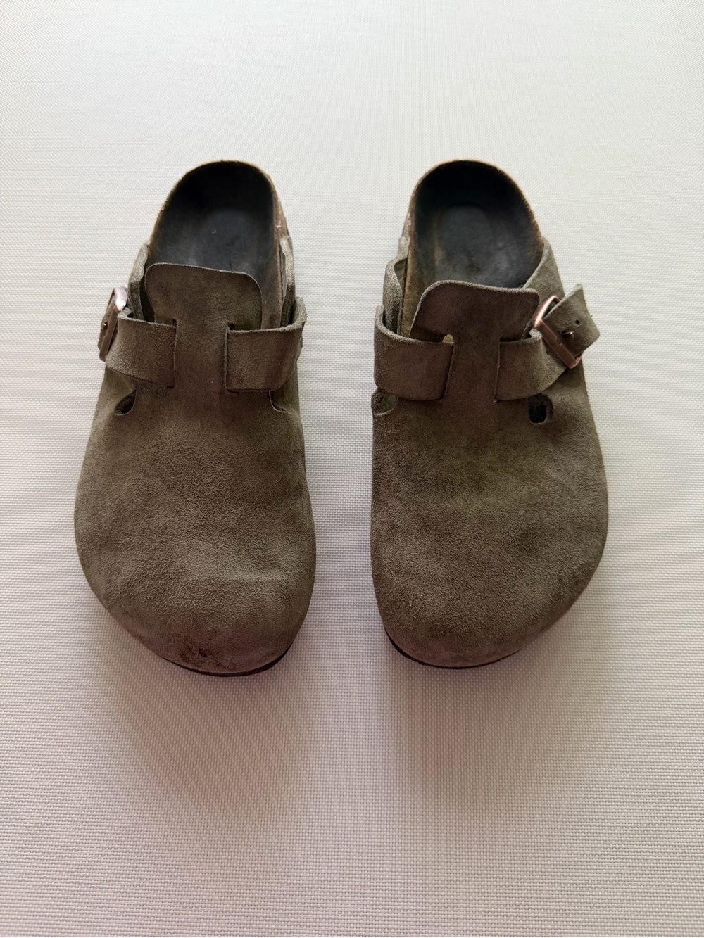 Birkenstock Women's Suede Clogs in Taupe - Picture 2 of 10